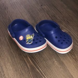 Baby Croc sandal with Minion jibbitz charm.